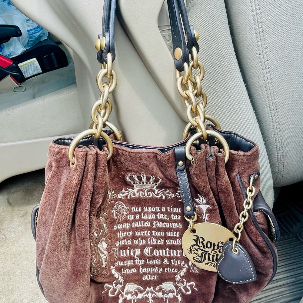 Y2K Vintage Juicy Couture Brown Shoulder Bag with Gold Hardware